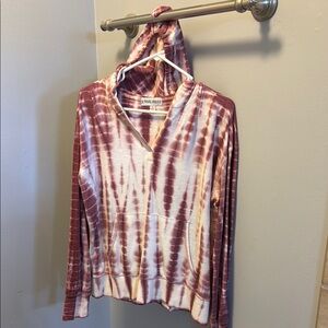 Knox Rose Women's Mauve Tie-Dye Hoodie Top